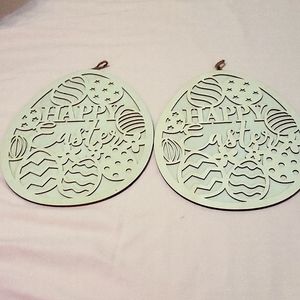 2 DIY "Happy Easter" Wood Eggs